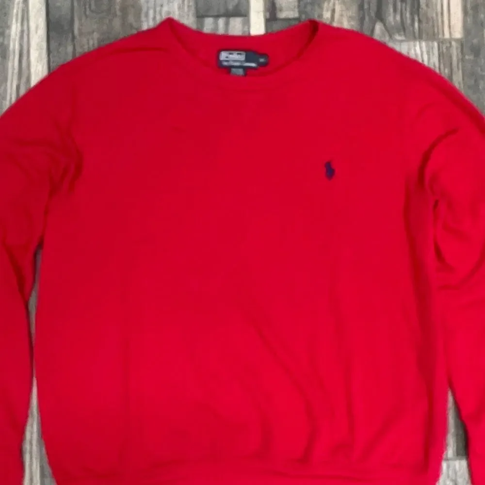 🔥🔥 POLO RALPH LAUREN Red Crewneck‎ Lighter weight Sweatshirt Mens XL - PERFECT